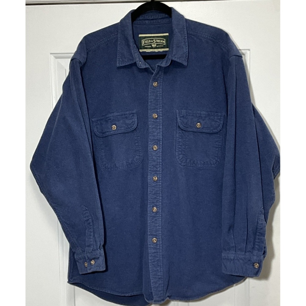 Field & Stream Long Sleeve Heavyweight Light Blue Flannel Men's XL
